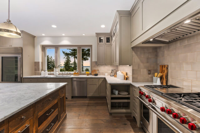 Clyde Hill kitchen staged to highlight high-end appliances and details