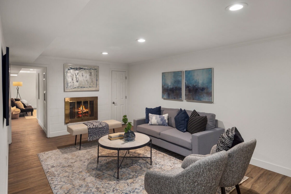 Bright and open Seattle condo living room with light decor