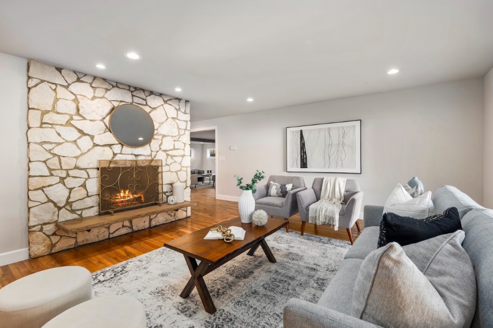Staged living room at the Kirkland home that sold in one day